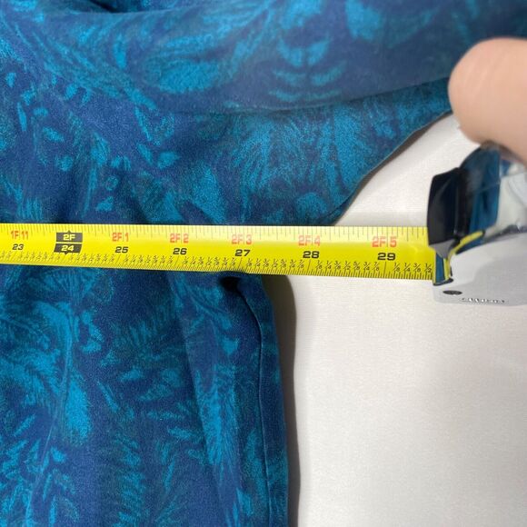 Catherines Womens 3XWP Blue Green Sueded Floral Print Button Up Artsy - Picture 5 of 6